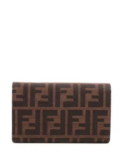 Pre-owned Fendi Zucca Monogram Bi-fold Wallet In Brown