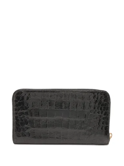 Pre-owned Miu Miu Crocodile-embossed Leather Zip Wallet