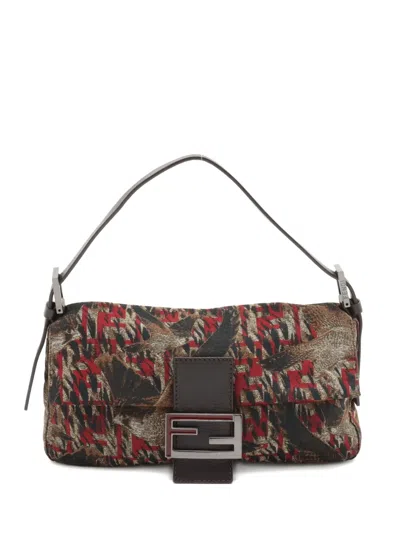 Pre-owned Fendi 2023 Mamma Bucket Falcon-print Shoulder Bag In Brown