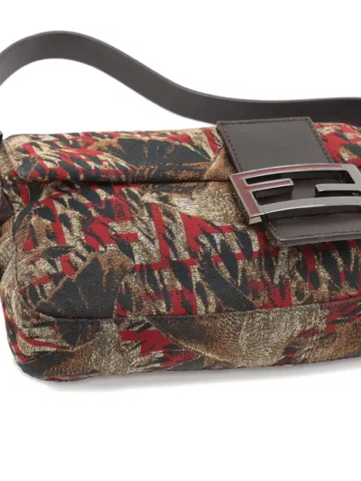 Pre-owned Fendi 2023 Mamma Bucket Falcon-print Shoulder Bag In Brown