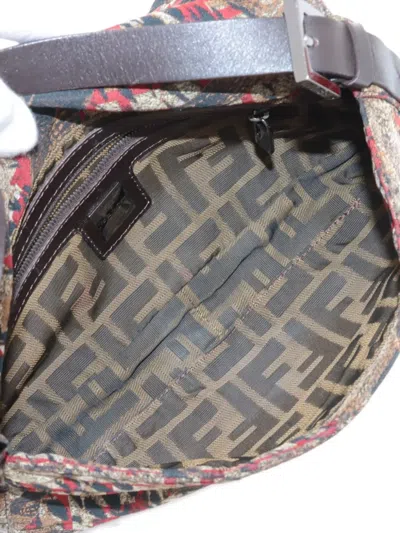 Pre-owned Fendi 2023 Mamma Bucket Falcon-print Shoulder Bag In Brown