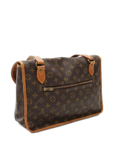 Pre-owned Louis Vuitton 2000s Gibeciere Mm Monogram Satchel Bag In Brown