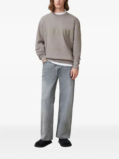 Allsaints Biggy Logo Print Relaxed Fit Sweatshirt In Gray