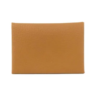 Pre-owned Hermes Caramel Chevre Leather Coin Purse/coin Case ()