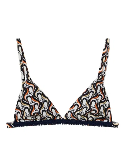 La Doublej Geometric-print Triangle Bikini Top In Multi