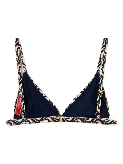 La Doublej Geometric-print Triangle Bikini Top In Multi