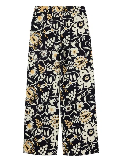 La Doublej Floral-print Pleated Trousers In Multi