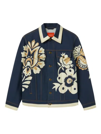 La Doublej Floral-print Denim Jacket