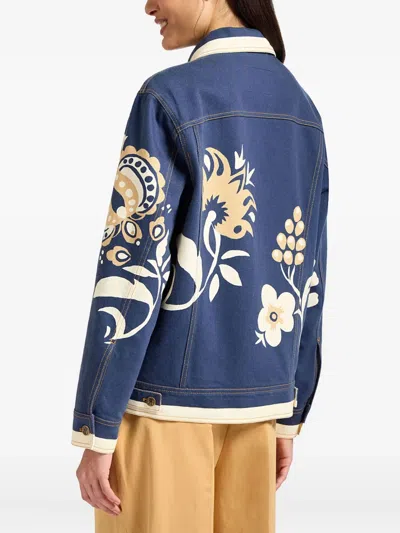 La Doublej Floral-print Denim Jacket