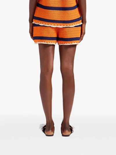 La Doublej Striped Crochet Shorts In Multi
