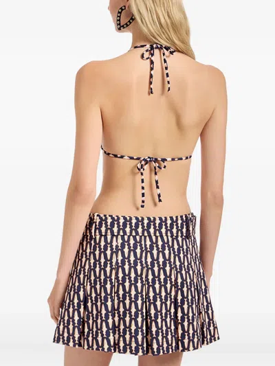 La Doublej Fish-print Triangle Bikini Top In Black