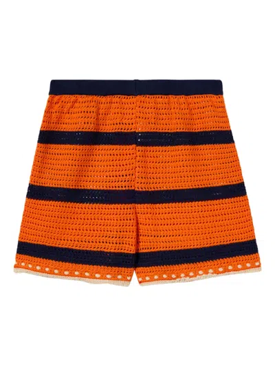 La Doublej Striped Crochet Shorts In Multi
