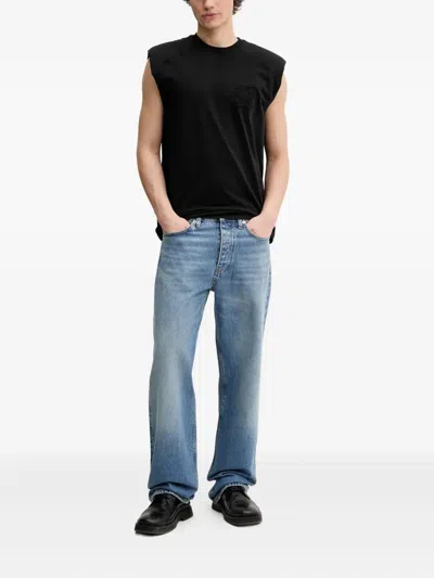 Bluemarble Embroidered Shoulder-detail Vest In Black