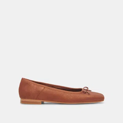 Trove Anisa Wide Ballet Flats Copper Metallic Suede - Re:vita In Multi