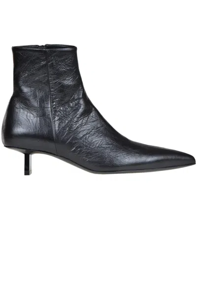 Pierre Hardy Crinckled Leather Ankle Boots In Black