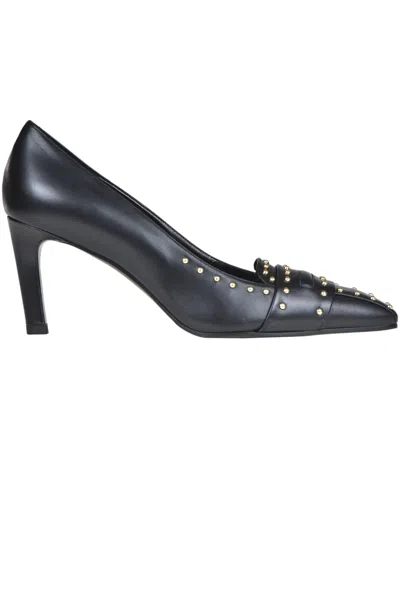 Lella Baldi Studded Leather Pumps In Animal Print