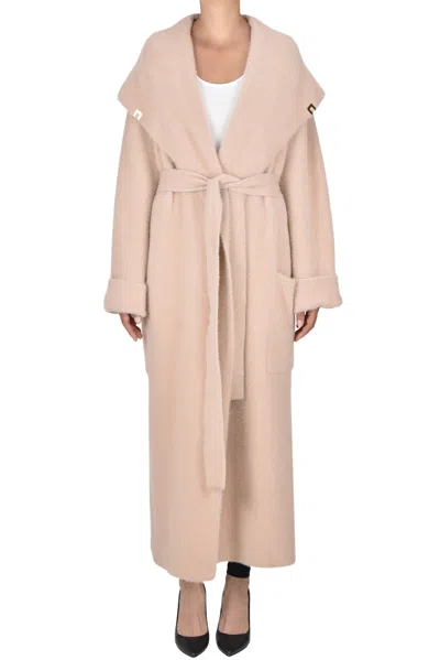 Elisabetta Franchi Knitted Robe Coat In Pink
