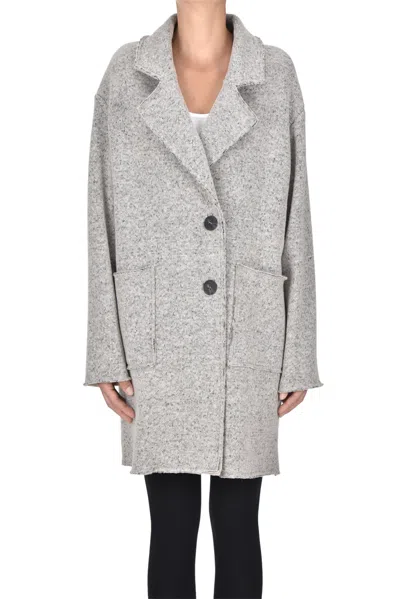 Blukey Melange Knit Coat In Gray