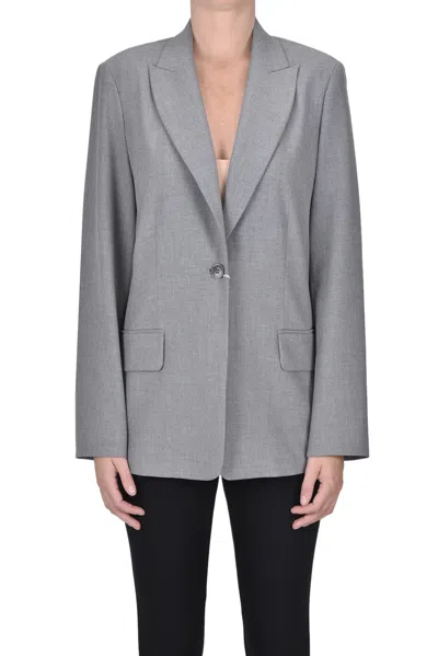 Marina Rinaldi Viscose-blend Blazer In Gray