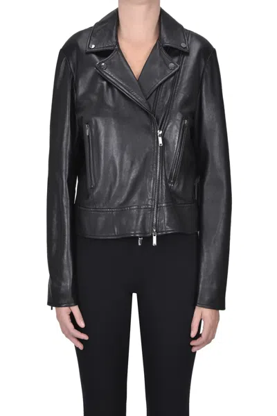 Pennyblack Leather Biker Jacket In Black