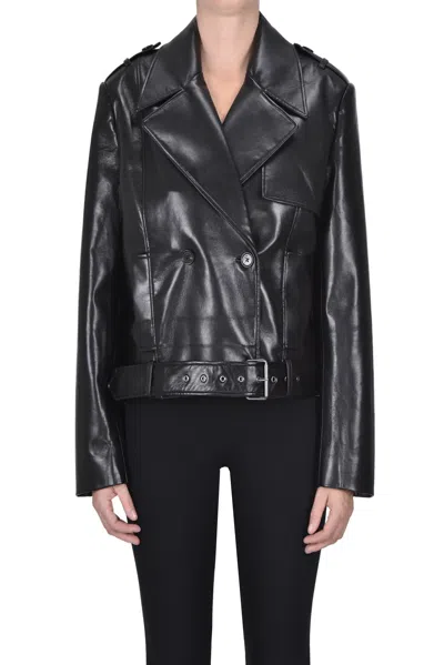 Anine Bing Greer Recycled Leather Biker Jacket In Black