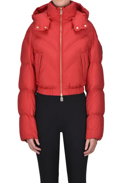 Elisabetta Franchi Bomber Style Eco-friendly Down Jacket In Red
