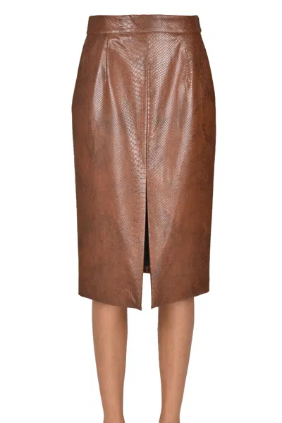 True Royal Eco-leather Pencil Skirt