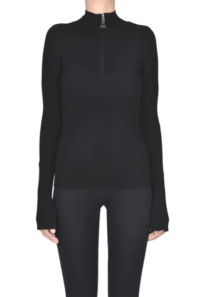 Patrizia Pepe Zippered Pullover In Black