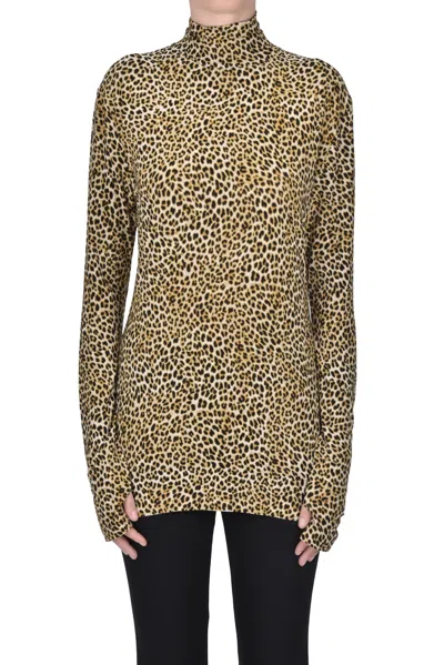 Norma Kamali Animal Print Jersey Top In Animal Print