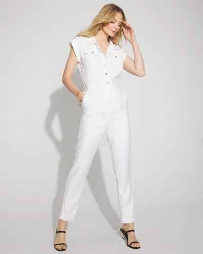 White House Black Market Linen-blend Short-sleeve Utility Jumpsuit