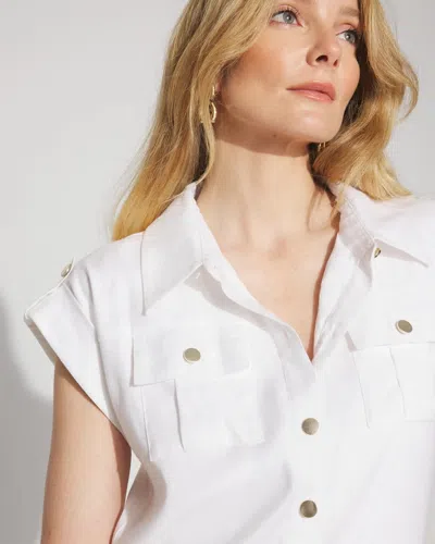 White House Black Market Linen-blend Short-sleeve Utility Jumpsuit