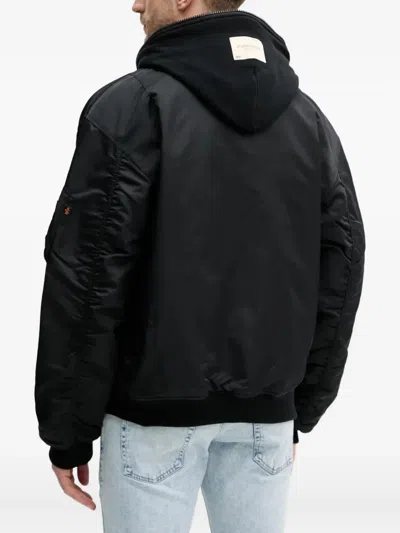 Alpha Industries Hooded Bomber Jacket In Black