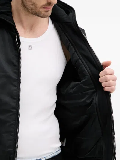Alpha Industries Hooded Bomber Jacket In Black