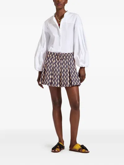La Doublej Pleated Fish-print Skirt
