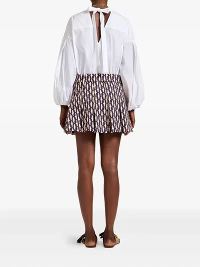 La Doublej Pleated Fish-print Skirt
