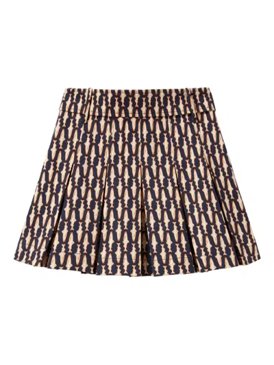 La Doublej Pleated Fish-print Skirt