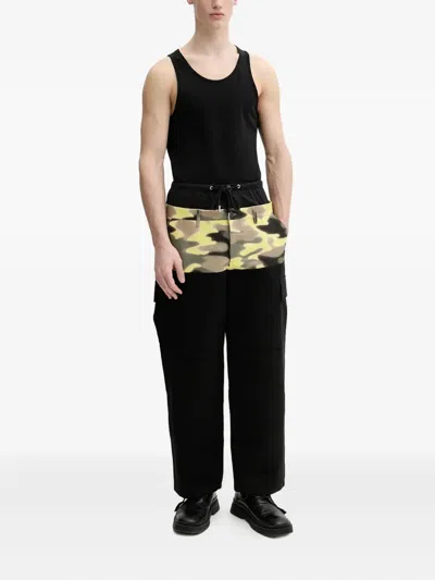 Bluemarble Camouflage-panel Wide-leg Trousers In Black