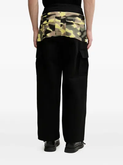 Bluemarble Camouflage-panel Wide-leg Trousers In Black