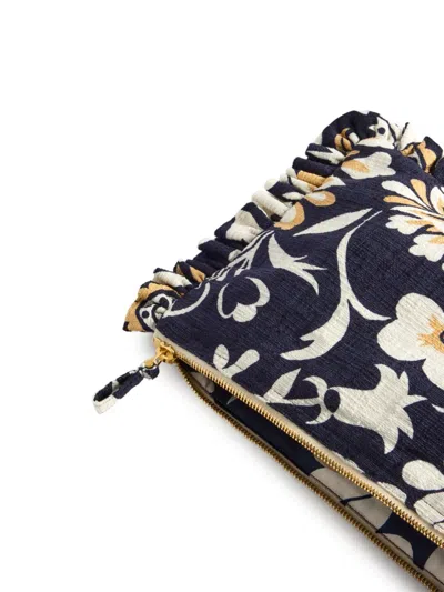 La Doublej Floral-print Ruffled Clutch Bag