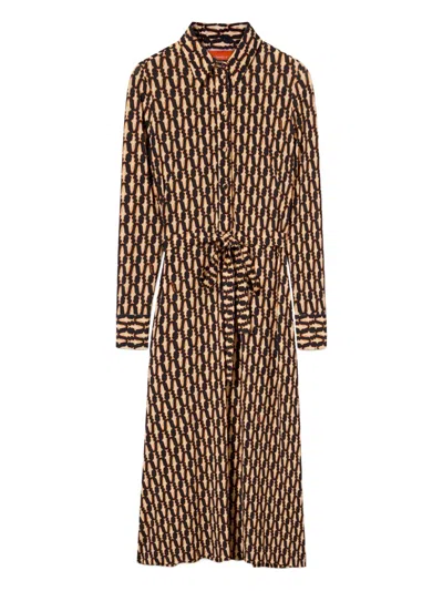 La Doublej Perry Street Belted Printed Jersey Midi Shirt Dress In Multi