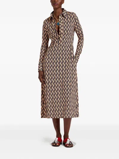 La Doublej Perry Street Belted Printed Jersey Midi Shirt Dress In Multi
