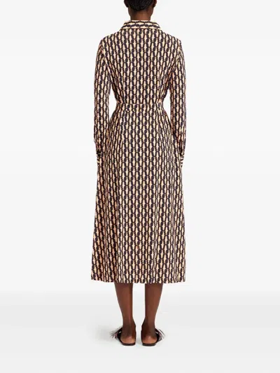 La Doublej Perry Street Belted Printed Jersey Midi Shirt Dress In Multi