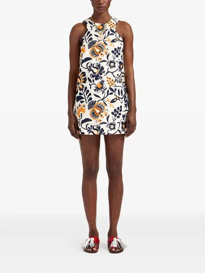 La Doublej Racer Floral-print Mini Dress In Multi