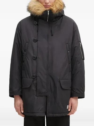 Wacko Maria Faux Fur-lined Hooded Parka In Black