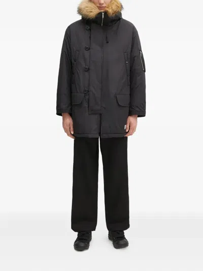 Wacko Maria Faux Fur-lined Hooded Parka In Black
