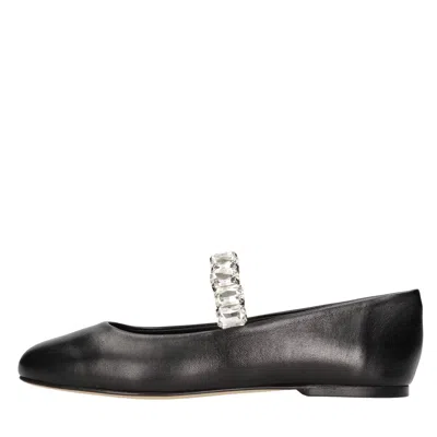 Casadei Black Ballet Shoes With Crystal Embellishments
