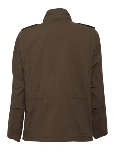 Aspesi Structured High Collar Brown Jacket With Multiple Pockets In Brown