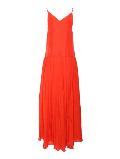 Forte Forte Flowing Silk Maxi Dress With Spaghetti Straps In Orange