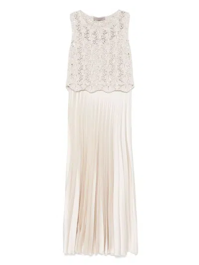 D Exterior D. Exterior Maxi Dress With Crew Neck In Neutral