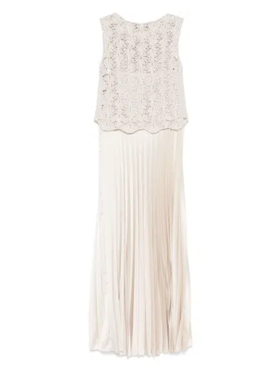 D Exterior D. Exterior Maxi Dress With Crew Neck In Neutral